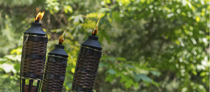 3 tiki torches for mosquito and pest control