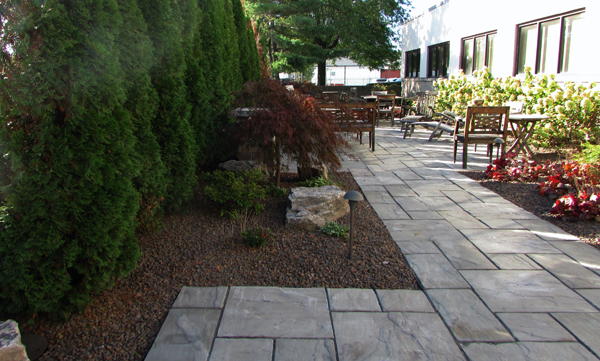 commercial landscaping large stone walkway