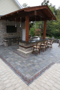 residential landscaping outdoor living area with grill northwestern in