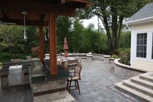 Outdoor patio with grill and seating area northwestern indiana