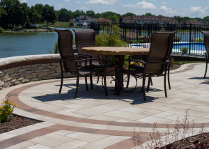 Patio seating area with four-person table