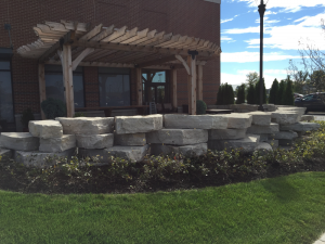 commercial landscaping outdoor patio wall northwestern in